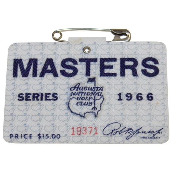 1966 Masters Tournament SERIES Badge #19371 - Jack Nicklaus 3rd Masters Win