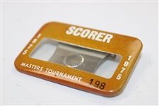 1975 Masters Tournament Scorer Badge #198 - Jack Nicklaus 5th Masters Win