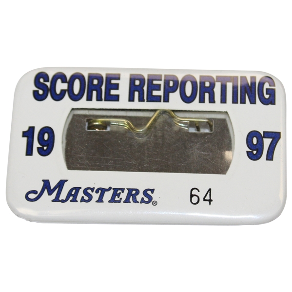 1997 Masters Tournament Scorer Badge #64 - Tiger Woods First Masters Win