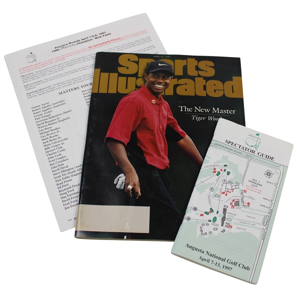 Tiger Woods 1997 No Label April 27th Sports Illustrated w/Pairing Sheet & Spec Guide 