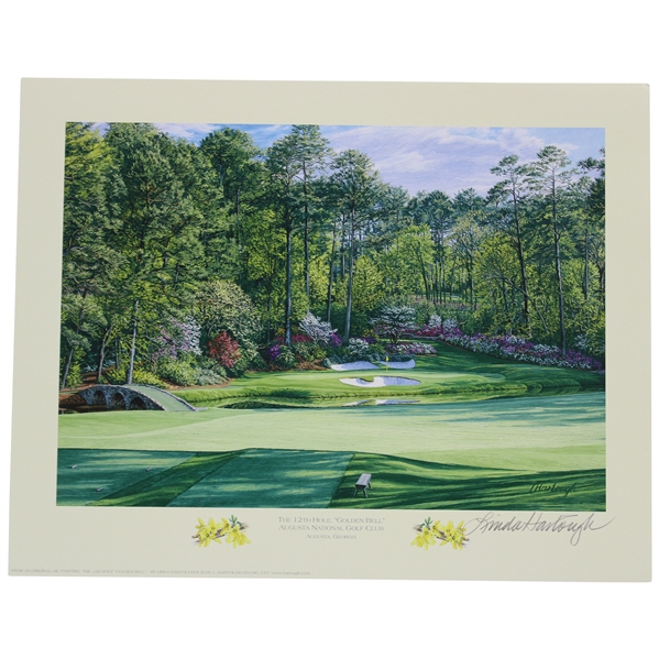 2010 Augusta National Golf Club 12th Hole 'Golden Bell' Small Print Signed by Artist Linda Hartough