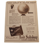 Walter Hagen Lord Salesberry Turkish Cigarettes Golf Gossip Articles 1-9 - Missing No. 4