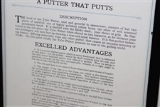 The Tyler Putter 'A Putter That Puts' Excelled Advantages Patent Pending - Advertising Piece - Framed