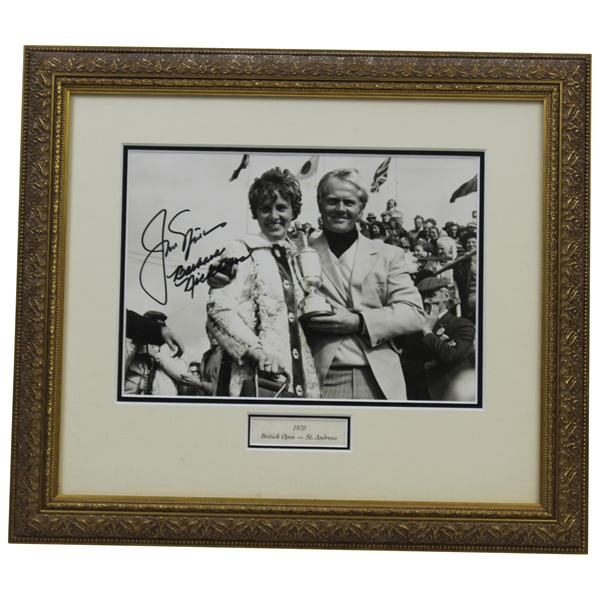 Jack & Barbara Nicklaus Dual Signed 1970 OPEN Championship B&W Photograph - Framed JSA ALOA