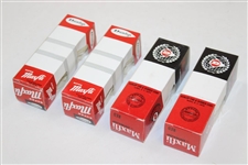 Dunlop Padded Acushnet Green Leatherette ball box of 12 Dunlop Red & Super Maxfli Balls
