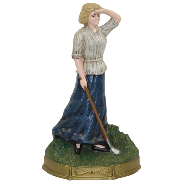 Antique Lady Golfer Surveying the Course Doorstop - 7” tall