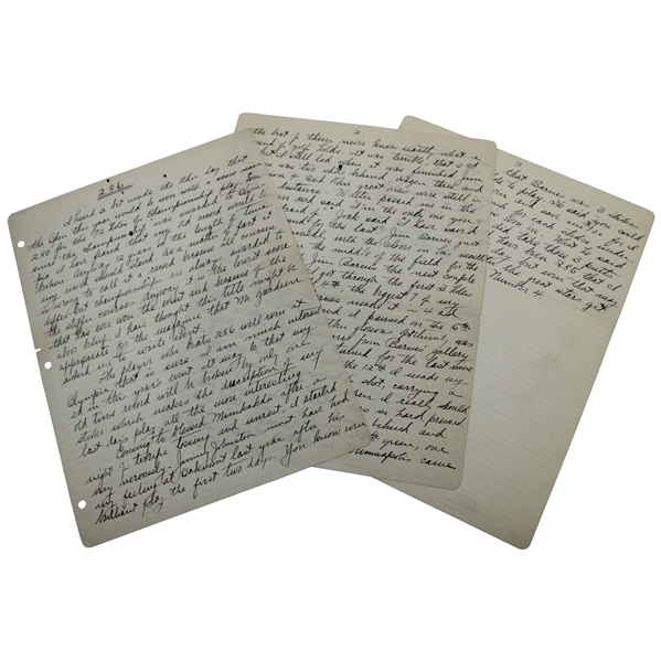 Charles Chick Evans Handwritten 1928 US Open Preview Titled 286 (His Record 1916 US Open Score) - Significant Content