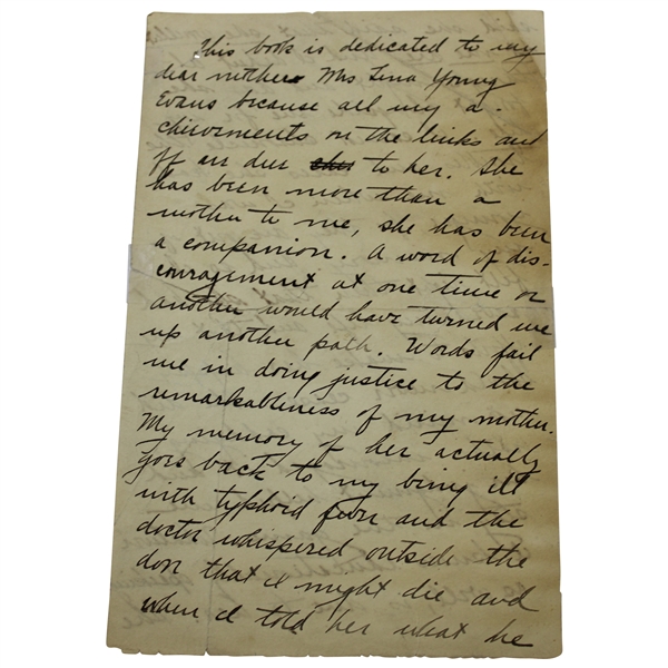 Charles Chick Evans Handwritten This Book Is Dedicated To Dear Mother - Deep Content