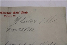 G.D. Johnson Signed 1916 Handwritten Letter on Chicago GC Letterhead to Charles 'Chick' Evans - Ty Cobb Comparison
