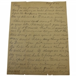 "Ray" Signed 1925 Handwritten Letter to Charles Chick Evans Referencing Evans The Open Travel Schedule