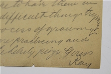 Ray Signed 1925 Handwritten Letter to Charles 'Chick' Evans Referencing Evans 'The Open' Travel Schedule