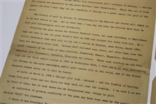 1928 US Open at Olympia Fields 'Chicago, The Golfing Center of the World' by USGA President Melvin A. Traylor Typed Welcome Letter