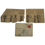 Charles 'Chick' Evans Handwritten Letter with Two Comic Strips and National Newspaper Service Info.