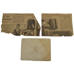 Charles 'Chick' Evans Handwritten Letter with Two Comic Strips and National Newspaper Service Info.