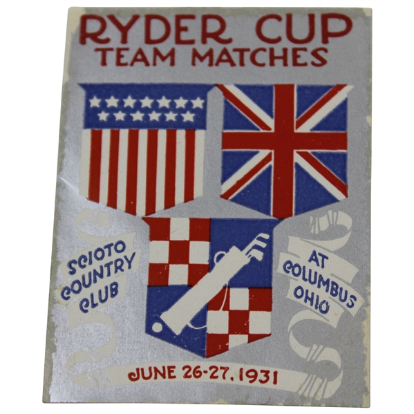 1931 Ryder Cup Team Matches at Scioto Country Club Silver Logo Sticker - June 26-27, 1931