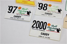 Seven (7) Caddy Badges Houston Open 92, 94, 95, 97, 98, 99, & 00