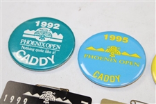 Seven (7) Caddy Badges Phoenix Open 92, 95, 97, 98, 99, 00, & 03