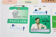 Seven (7) Caddy Badges Byron Nelson Classic 92, 94, 98, 99 & Pavilion Passes 04, 07, 08