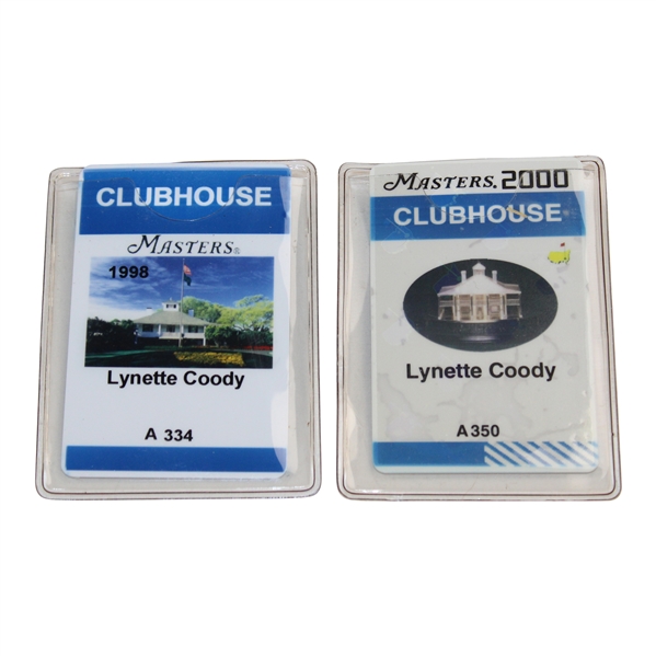 Two (2) Masters Clubhouse Badges for Lynette Coody - 1998 & 2000