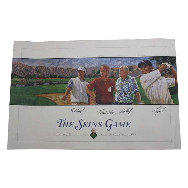 Tiger Woods, Daly, Watson & Couples Signed Ltd Ed 1996 The Skins Game Print JSA ALOA