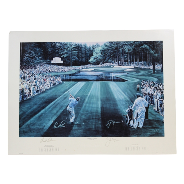 Jack Nicklaus & Arnold Palmer Signed "Sunday In Augusta" Poster - Matted JSA ALOA