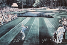 Jack Nicklaus & Arnold Palmer Signed Sunday In Augusta Poster - Matted JSA ALOA