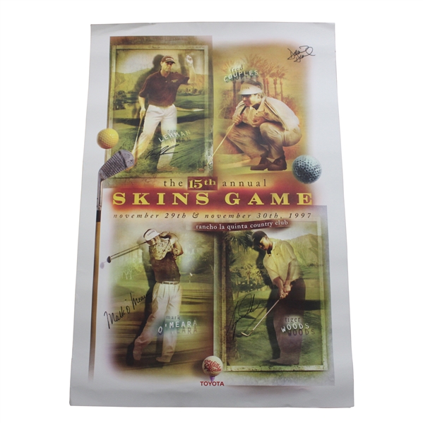 Tiger Woods, O'Meara, Lehman & Duval Signed 1997 The Skins Game Poster JSA ALOA