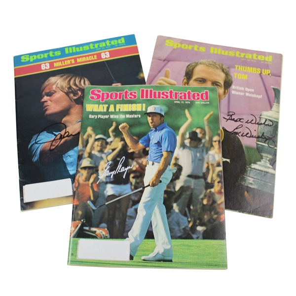 Gary Player, Johnny Miller & Tom Weiskopf Signed Sports Illustrated Magazines (1973 & 1978) JSA ALOA