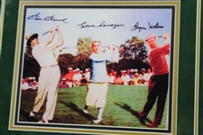 Byron Nelson, Gene Sarazen & Sam Snead Signed Augusta Scorecard w/Photo - Framed JSA FULL