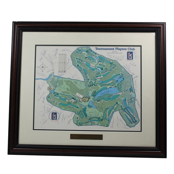 Nicklaus, Palmer , Ballesteros, Watson & others Signed 1982 The Players Sawgrass Layout - Framed JSA ALOA