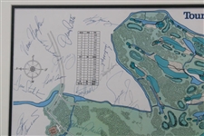 Nicklaus, Palmer , Ballesteros, Watson & others Signed 1982 The Players Sawgrass Layout - Framed JSA ALOA
