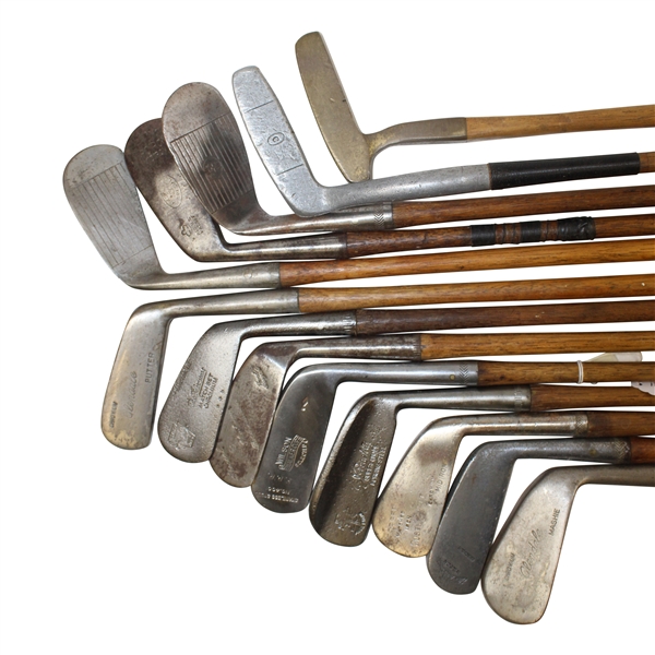 Thirteen (13) Various Wood Shaft Irons & Putters