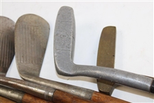 Thirteen (13) Various Wood Shaft Irons & Putters