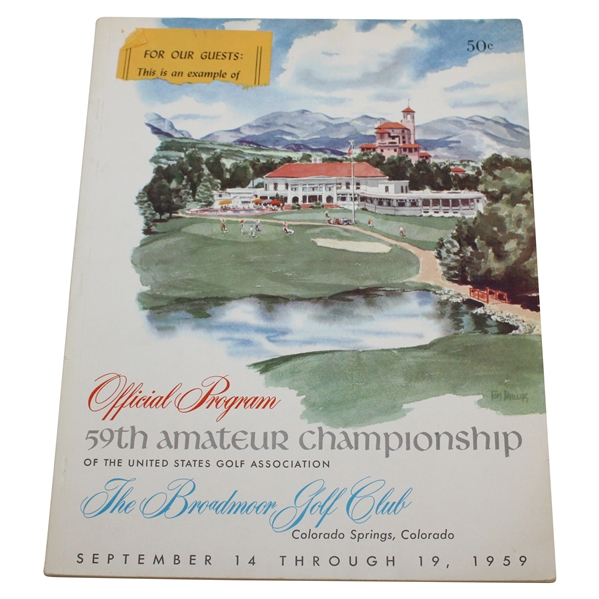 1959 US Amateur at The Broadmoor Golf Club Official Program - Jack Nicklaus Winner