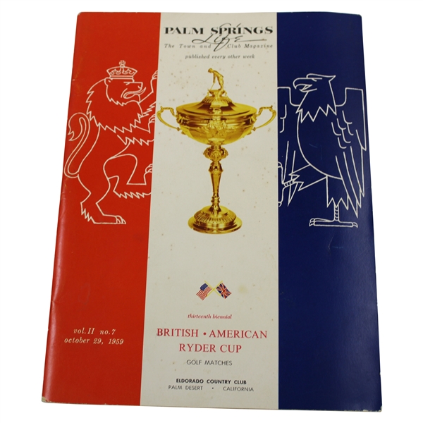 1959 Ryder Cup at Eldorado CC Palm Springs Town & Club Magazine Special Program