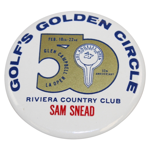 Sam Sneads 1976 50th Ann. Glen Campbell LA Open at Riviera CC Contestant Badge