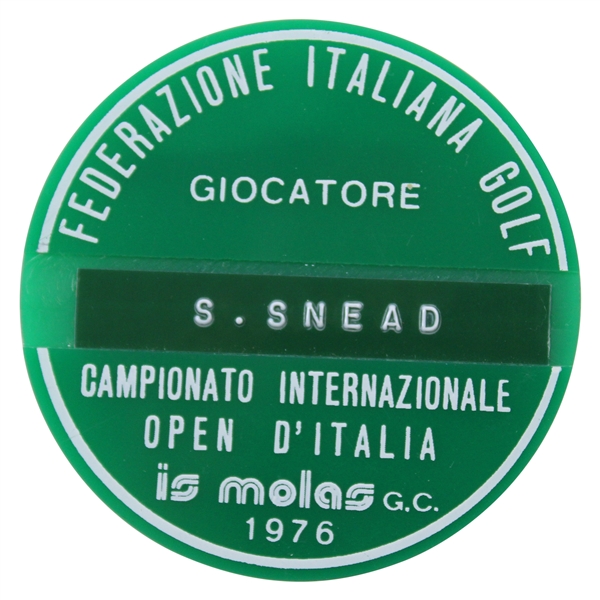 Sam Sneads 1976 Italian Open at Is Molas Golf Club Contestant Badge