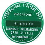 Sam Sneads 1976 Italian Open at Is Molas Golf Club Contestant Badge