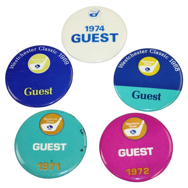 Sam Sneads Westchester Golf Classic Guest Badges - 1968, 1969, 1971, 1972 & 1974