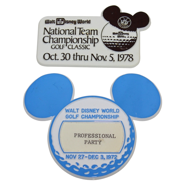 Sam Sneads 1972 & 1978 Walt Disney World Championship & National Team Championship Badges