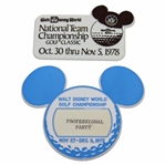 Sam Sneads 1972 & 1978 Walt Disney World Championship & National Team Championship Badges