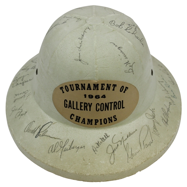 Big 3 & Others Signed 1964 Tournament Of Champions Styrofoam Gallery Control Helmet - Nicklaus Win JSA Letter #BB35889