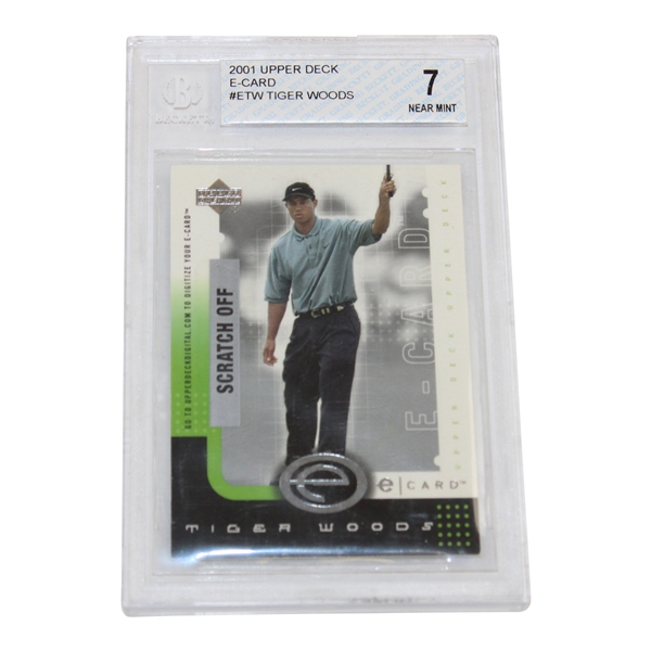 Tiger Woods 2001 UD #ETW E-Card BECKETT #0001288235 NEAR MINT 7