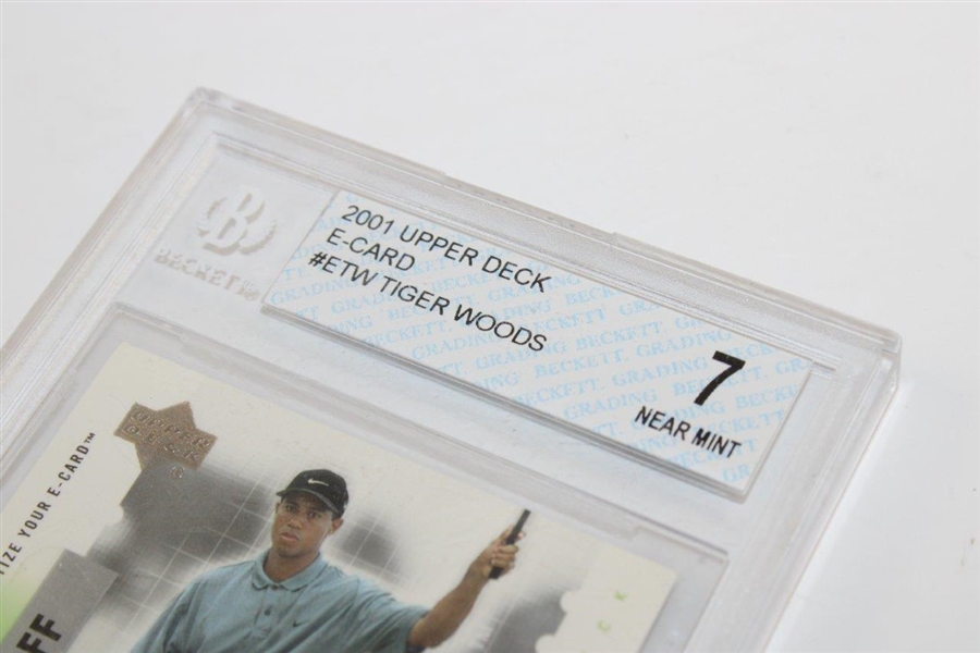 Tiger Woods 2001 UD #ETW E-Card BECKETT #0001288235 NEAR MINT 7