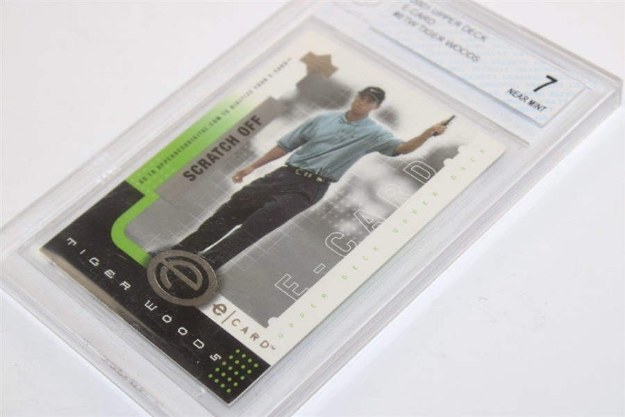 Tiger Woods 2001 UD #ETW E-Card BECKETT #0001288235 NEAR MINT 7