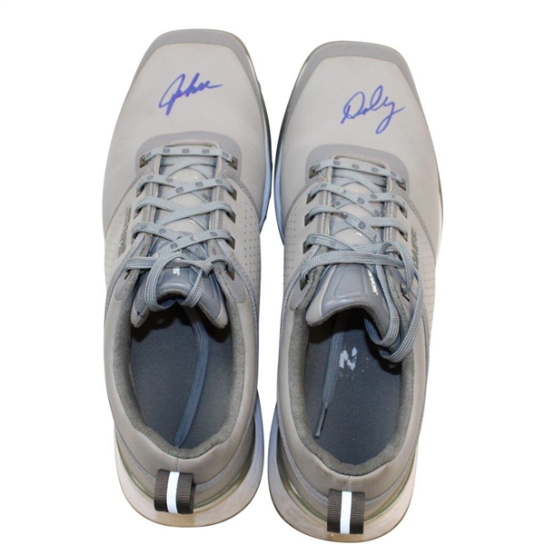 John Daly's Signed Personal Sqairz 'Gray, Lt Gray & White' Golf Shoes - Size 12 JSA ALOA