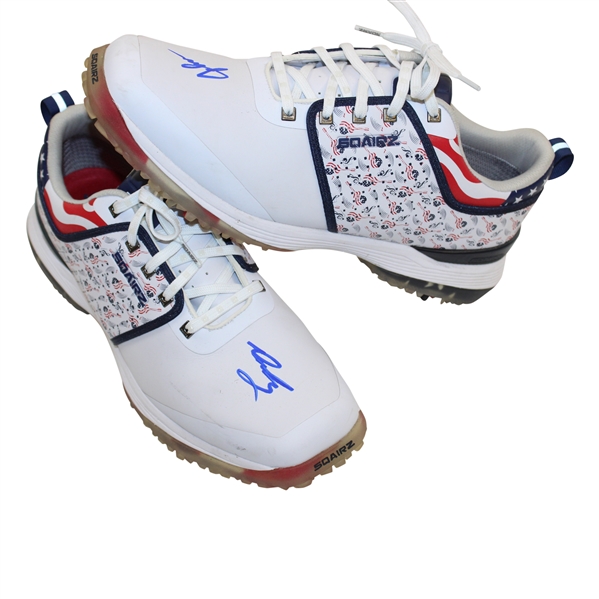 John Dalys Signed Personal Sqairz American Flag Guitars Golf Shoes - Size 12 JSA ALOA