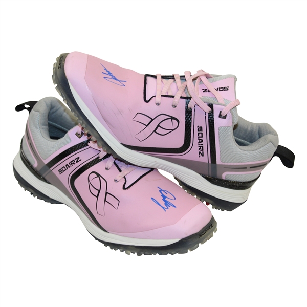 John Dalys Signed Personal Sqairz Pink Cancer Awareness Ribbon Golf Shoes - Size 12 JSA ALOA