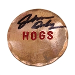 John Daly Signed Personal Custom Copper Hogs Golf Ball Marker in Case & Bag