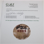 John Daly Signed Personal Custom Copper 'Hogs' Golf Ball Marker in Case & Bag